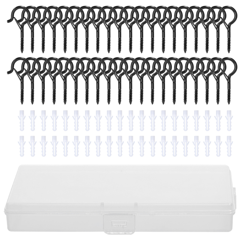Set Aus Schwarzen Metallschraubhaken Für Lichterketten Im Außenbereich, Q-hanger-haken Und Dübelset
