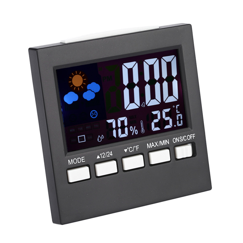 Thermometer, Hygrometer, Uhr, Wecker, Schlummerfunktion, Digitaler Und Farbiger Kalender Sowie Wettervorhersage.