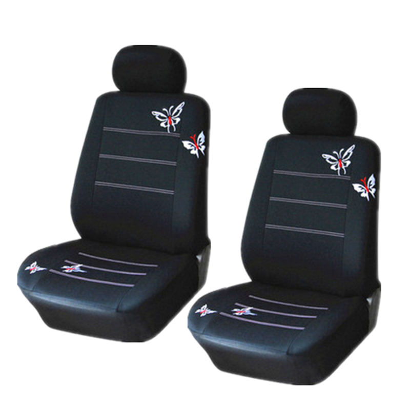 Bestickte Autositzbezüge Mit Schmetterlingsmuster, Passend Für Die Meisten Fahrzeuge, Innenausstattung, Schwarze Bezüge, 4er-set
