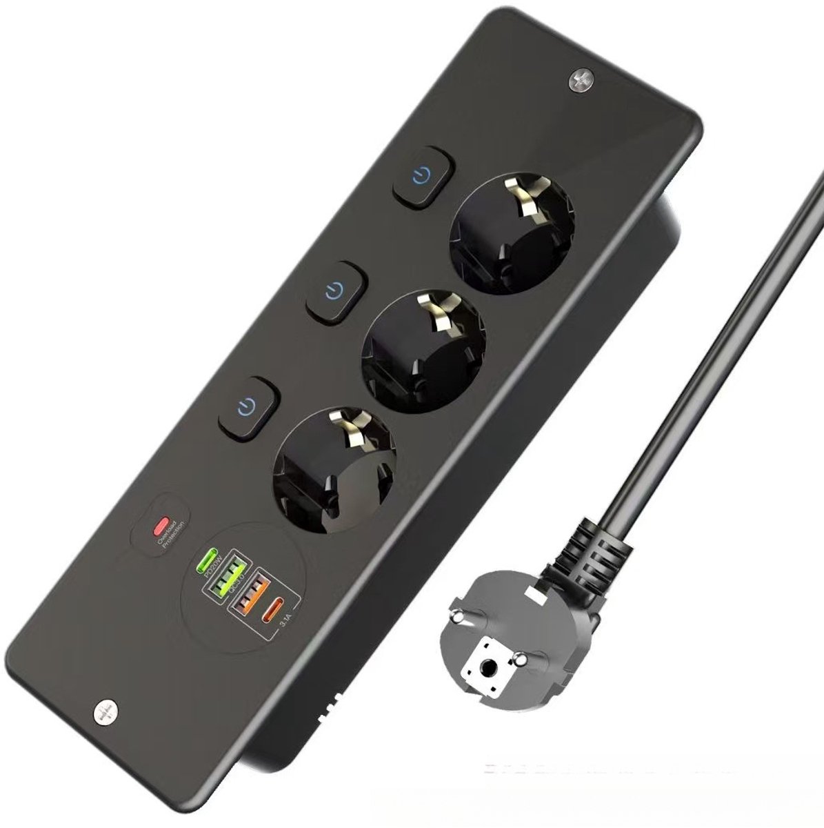 Ausziehbare Tischsteckdosenleiste, Drei Löcher, Integrierte Steckdosenleiste Mit 4 Usb-anschlüssen, Integrierte Steckdosenleiste Mit Usb-c-anschluss, Tischsteckdosenleiste Mit Einzelschalter, Schnelll