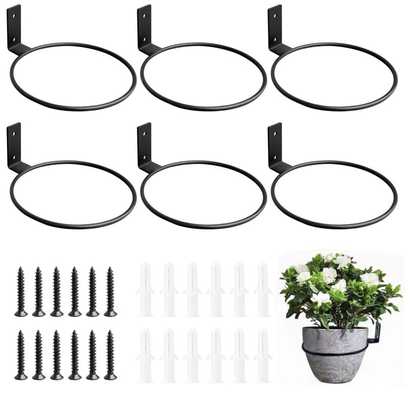 Set Aus 6 Einfachen, Multifunktionalen Wandblumenhaltern Für Zuhause, Zur Befestigung An Der Wand Oder Am Balkon, Zur Dekoration Eines Blumentopfs Oder Bonsai.