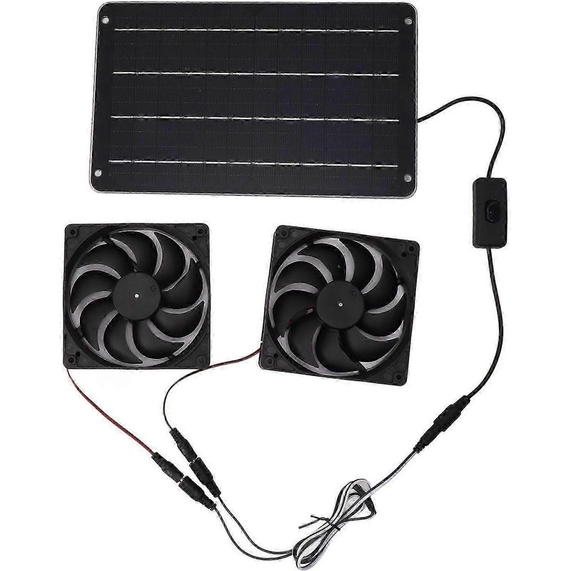 20-w-12-v-doppelsolarventilator, Energieeffizientes Solarpanel-ventilator-set Mit Schalter Für Wohnmobil, Gewächshaus, Tierhaus