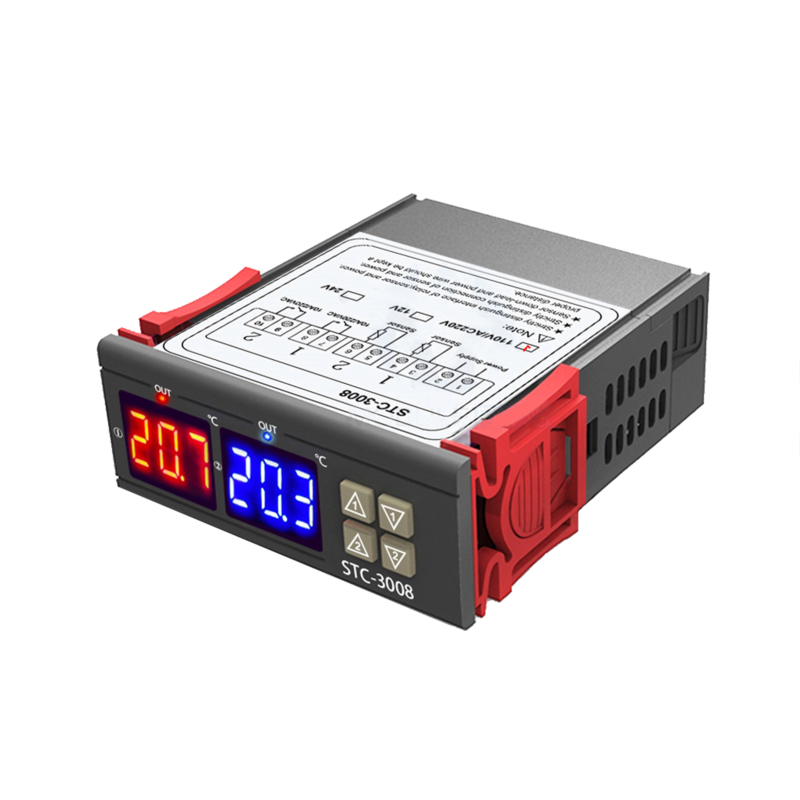 Thermostat Mit Zwei Digitalen Displays, Temperaturregler Mit Zwei Ntc-sonden, Heizsonde Und Zwei 110-220v-relaisausgängen