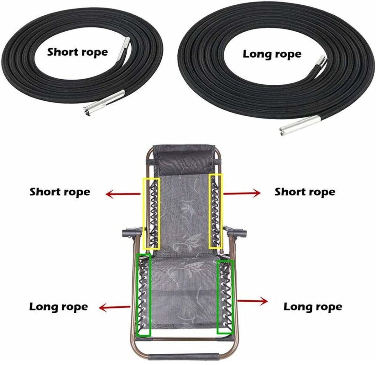 Ersatz-gummibänder – 4er-pack – 2,2 M / 1,4 M – Gurte Für Relaxsessel – Elastische Gurte – Verschleißfest – Geeignet Für Klappsessel Und Liegen – Gummiband Für Relaxsessel