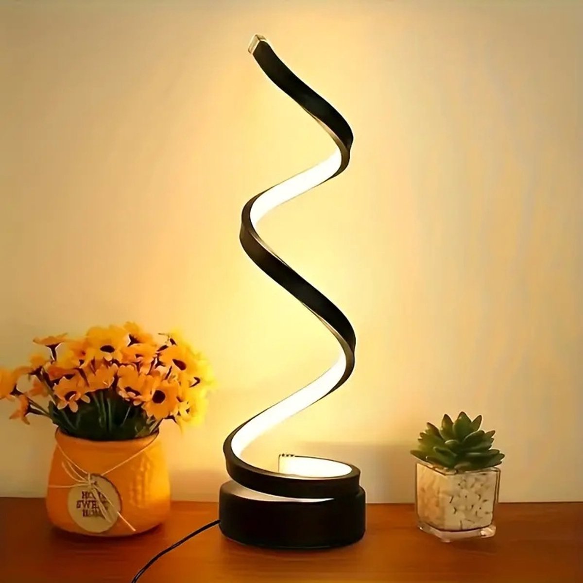Klassische Led-tischleuchte Mit Spiralform – Dimmbare Metall-tischleuchte – Tischleuchte – 3 Farbtemperatureinstellungen – Moderne Dekoleuchte – Leuchte Für Wohnzimmer Und Büro – Schwarze Nachttischle