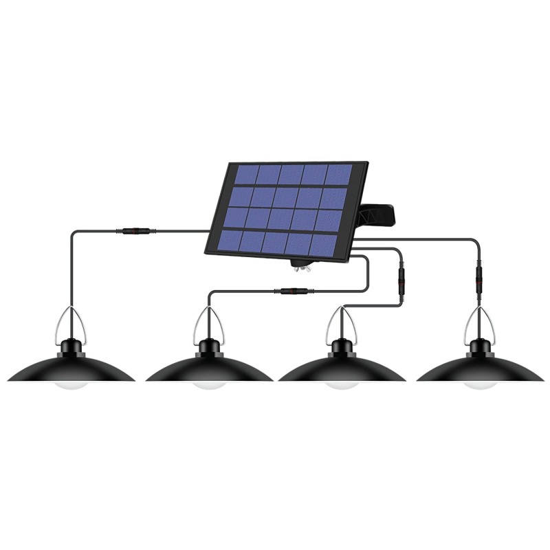 Vierflammige Solar-pendelleuchte, Wasserdicht, Für Gartenhaus, Terrasse, Tor Oder Straße. Wiederaufladbare Led-lampe Mit Automatischer Einschaltung.