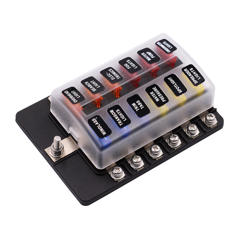 12-fach Sicherungskasten, Sicherungsblock Mit Led-warnanzeige, Wasserdichte Abdeckung Für Auto, Boot, Wohnmobil, 12–32 V Gleichstrom
