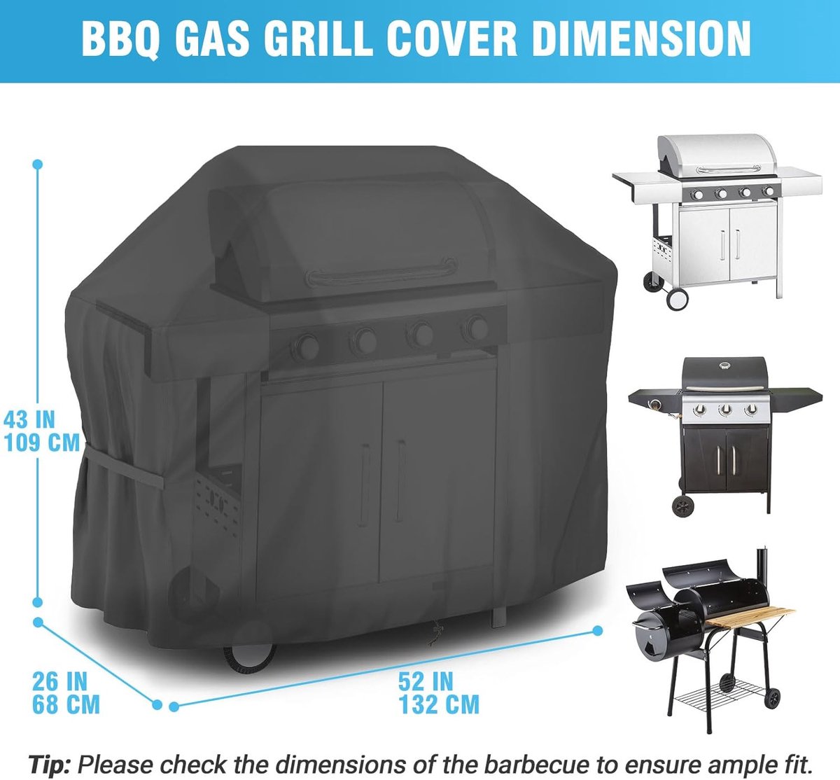 Grillabdeckung – 132 X 68 X 109 Cm – 420d Oxford-gewebe – Wasserdichte Grillabdeckung – Universelle Grillabdeckung – Outdoor-grillabdeckung – Winddicht, Staubdicht, Feuchtigkeitsbeständig Und Uv-bestä