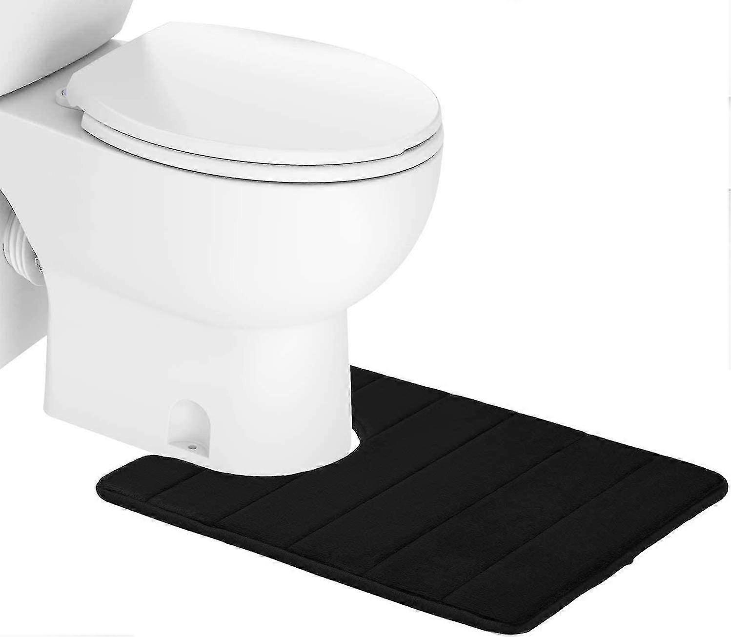 Badezimmerteppich, Wc-teppich Mit Memory-schaum-kontur, U-förmiger, Rutschfester, Saugfähiger, Dicker, Weicher, Waschbarer Badezimmerteppich, 50 X 60 Cm (schwarz)