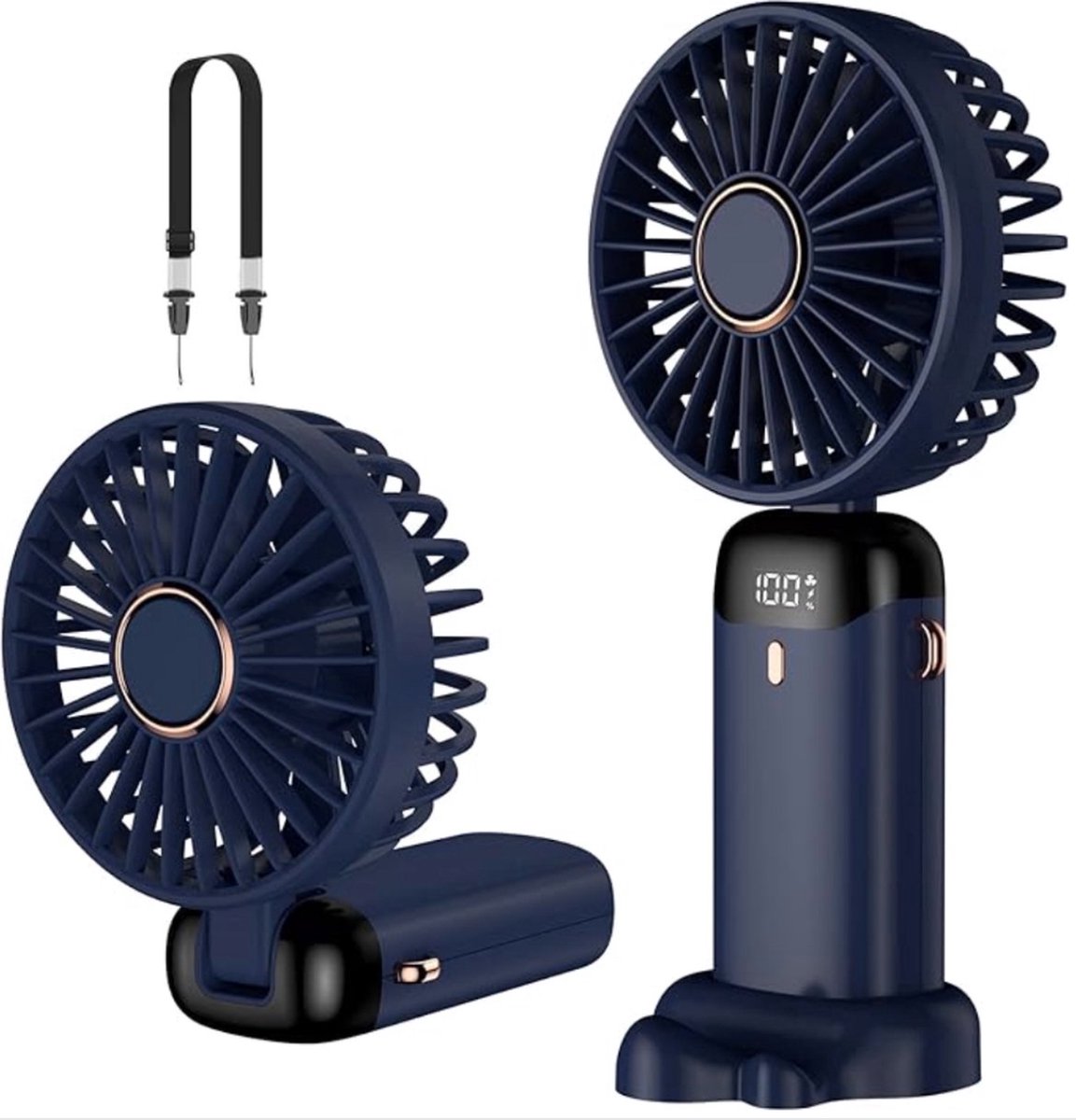 Elico Mini-ventilator – Tragbarer Ventilator – Usb-c-anschluss – Inklusive Handyhalterung – Dunkelblau