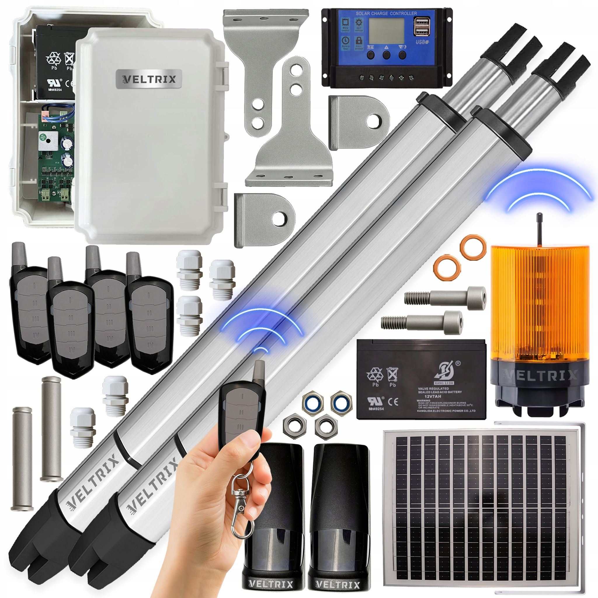Torantrieb Für Doppeltor – 2 X 2 M – 400 Kg – Solaranlage – Led-beleuchtung – Fernbedienung