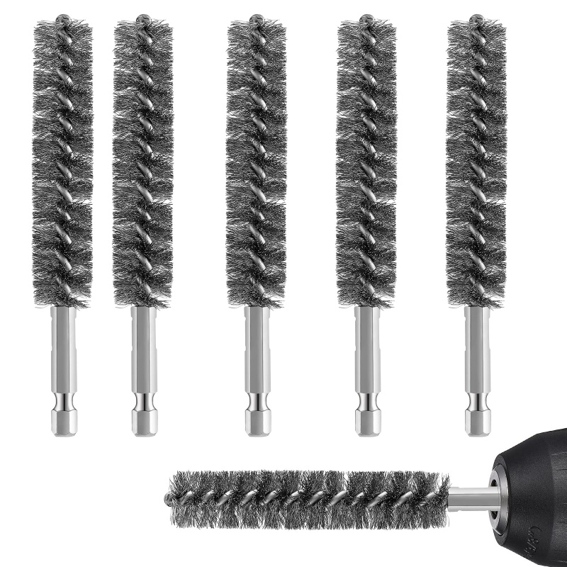 Reinigungsbürste Aus Edelstahl Für Elektrische Bohrmaschinen, Metallbürste Mit Edelstahlborsten Und Sechseckigem Griff (6 Stück, 1,5 Cm)