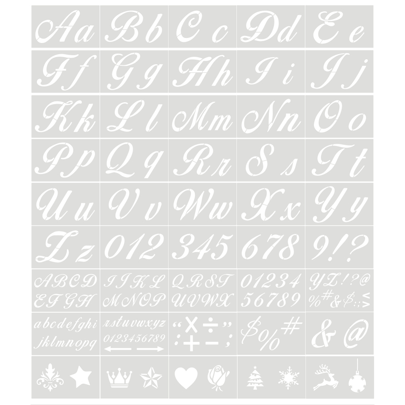 45 Wiederverwendbare Und Abwaschbare Buchstaben- Und Zahlenschablonen Aus Umweltfreundlichem Pet Für Kreative Hobbys: Malen Auf Holz, Scrapbooking, Stoff, Wand- Und Türdekoration, Innenbeschilderung.