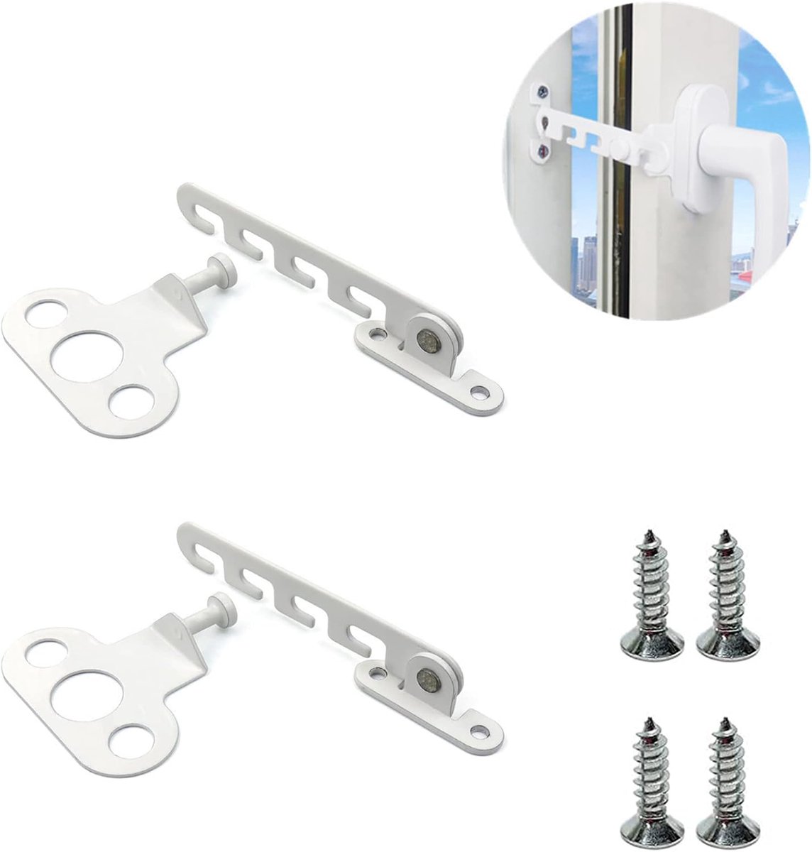 Set Mit 2 Fensterstoppern – Öffnungsbegrenzer – Kindersicherung – Passend Für Alle Modelle – Weiß