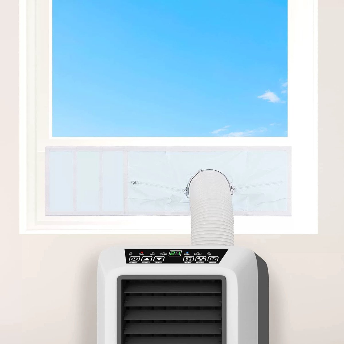 Fensterdichtungsset Für Mobile Klimageräte (62–92 Cm) – Klettverschluss – Leistungssteigerung – Einzelschlauch