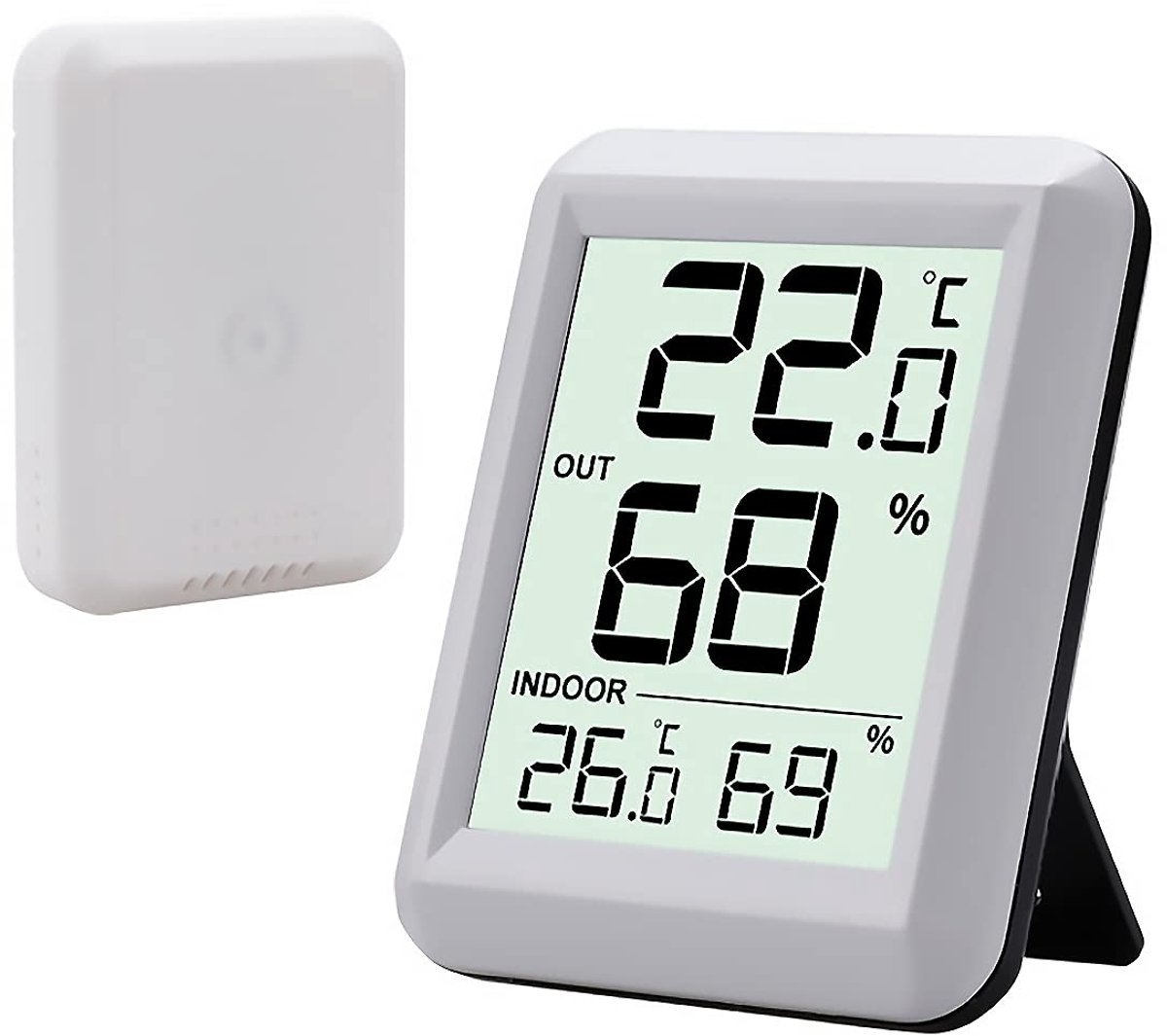 Wetterstation Mit Hygrometer Und Funksensor Für Den Innen- Und Außenbereich – Innenthermometer – Digitales Innen-/außenthermometer – Hygrometer – Weiß