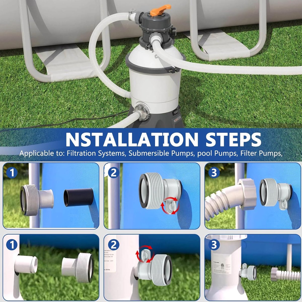 Adapter Kompatibel Mit Intex-poolschläuchen – Ersatzadapter – Poolschlauchadapter – Zubehör Für Poolpumpen – Intex-poolschlauchanschluss Ø 32/38 Mm