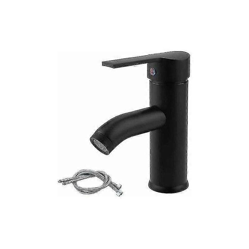Schwarze Edelstahl-badarmatur, Einhebelmischer Mit Warm- Und Kaltwasserfunktion Und Einstellbarer Temperatur Für Waschbecken Und Handwaschbecken