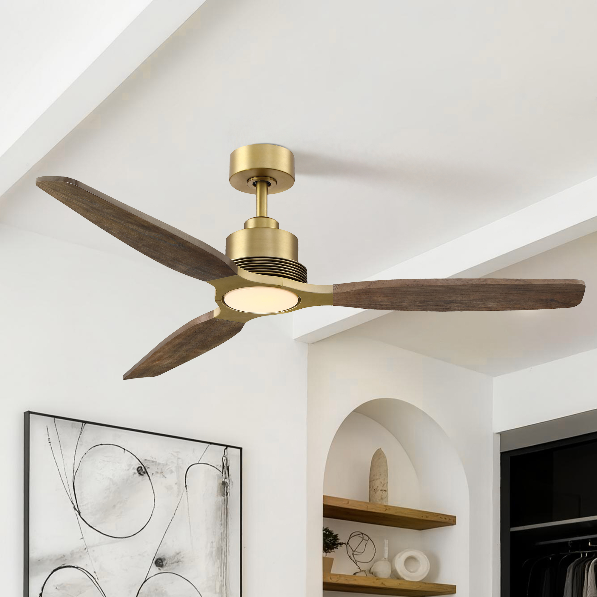 Parrot Uncle Deckenventilator Mit Licht 122 Cm, Led Deckenventilator Mit 3 Holzflügeln Und Leisem Dc-motor, Dimmbare Beleuchtung Mit Einstellbarer Farbtemperatur Für Schlafzimmer Wohnzimmer