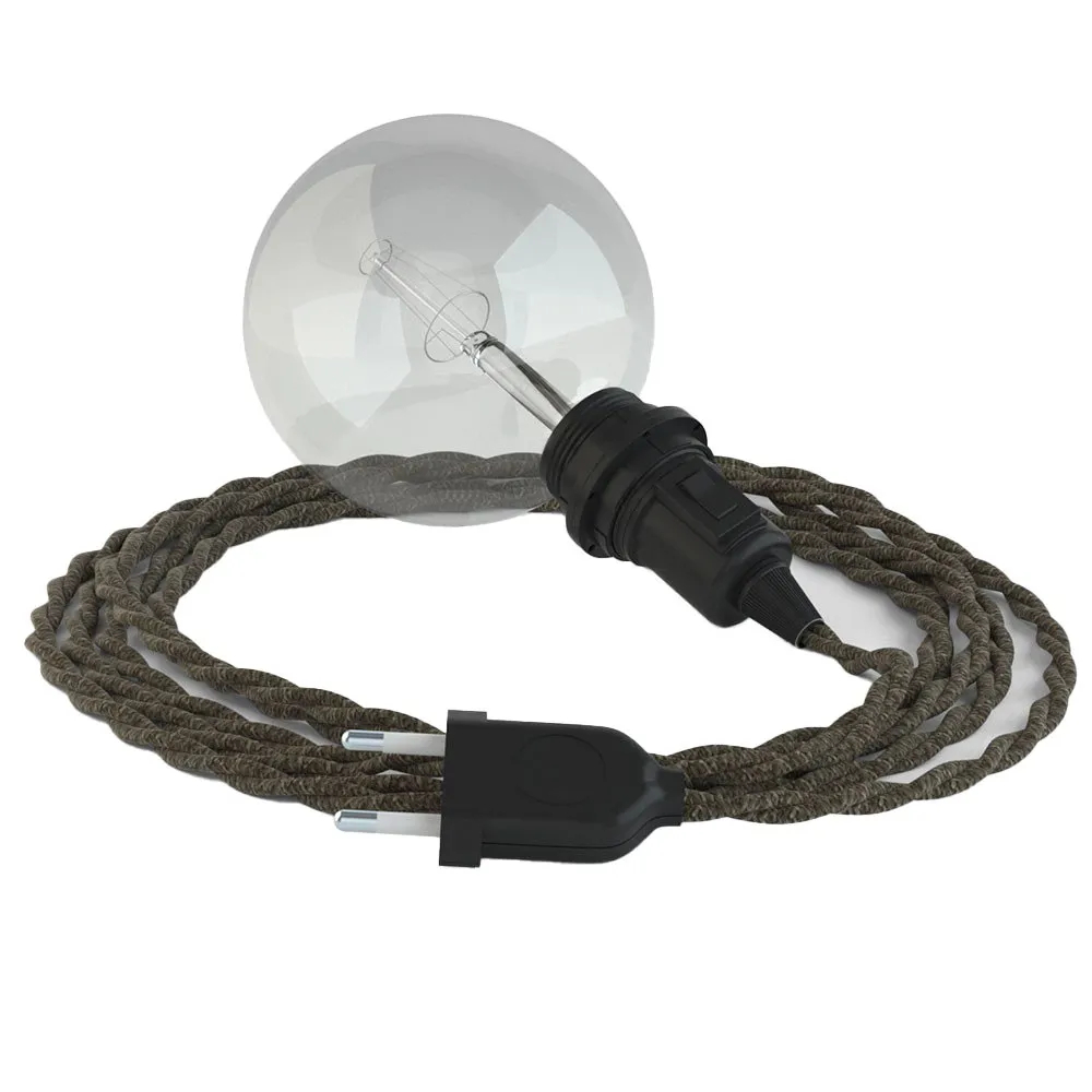 Hängelampe Creative Cables Tn04 Naturleinenkabel 5 M