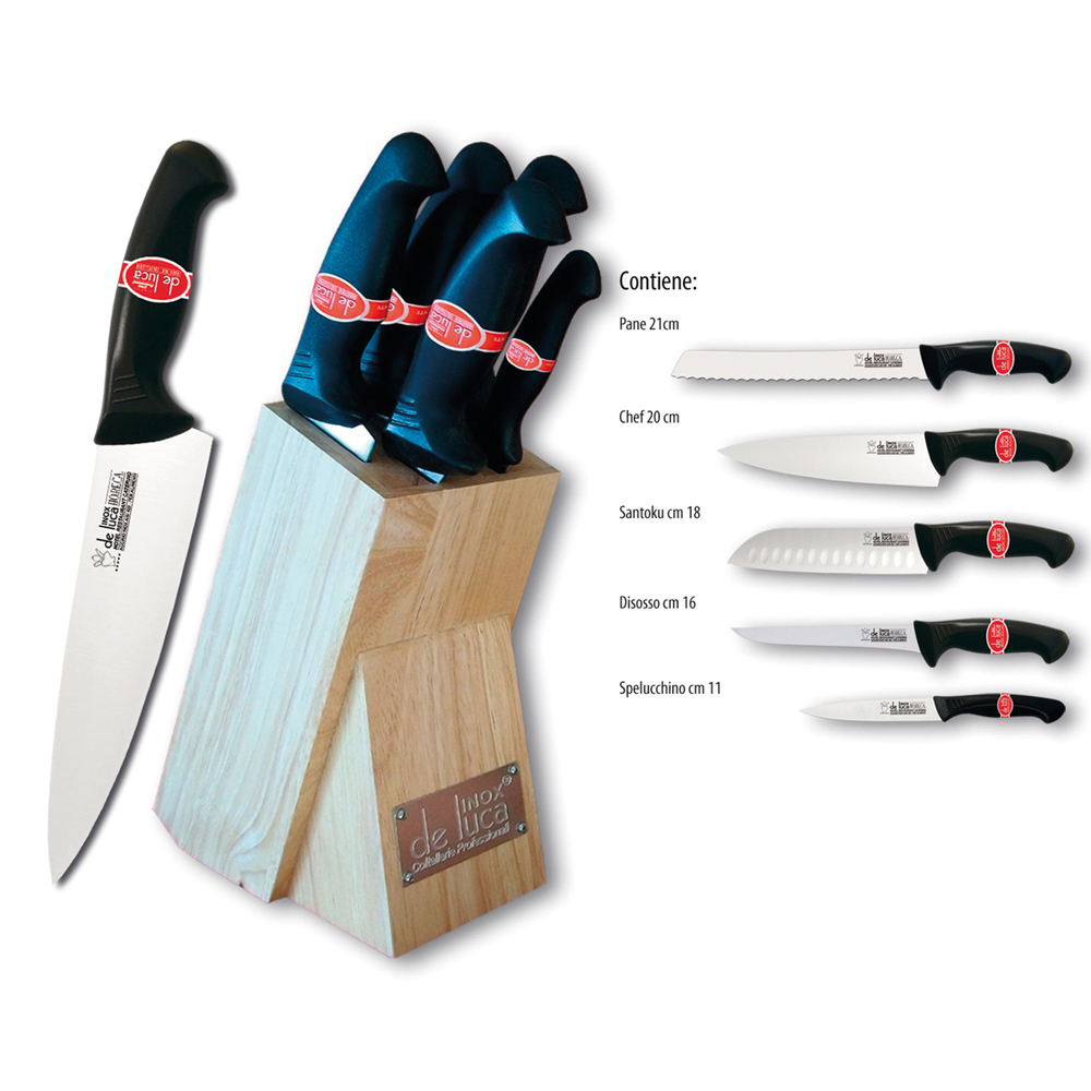De Luca - Küchenmesser Horeca Line In Solid Block 5 Stück