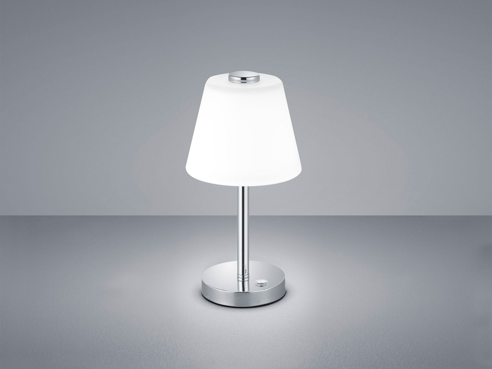 Led Tischleuchte Emerald Chrom Glänzend Mit Glaslampenschirm In Weiß, Höhe 29cm