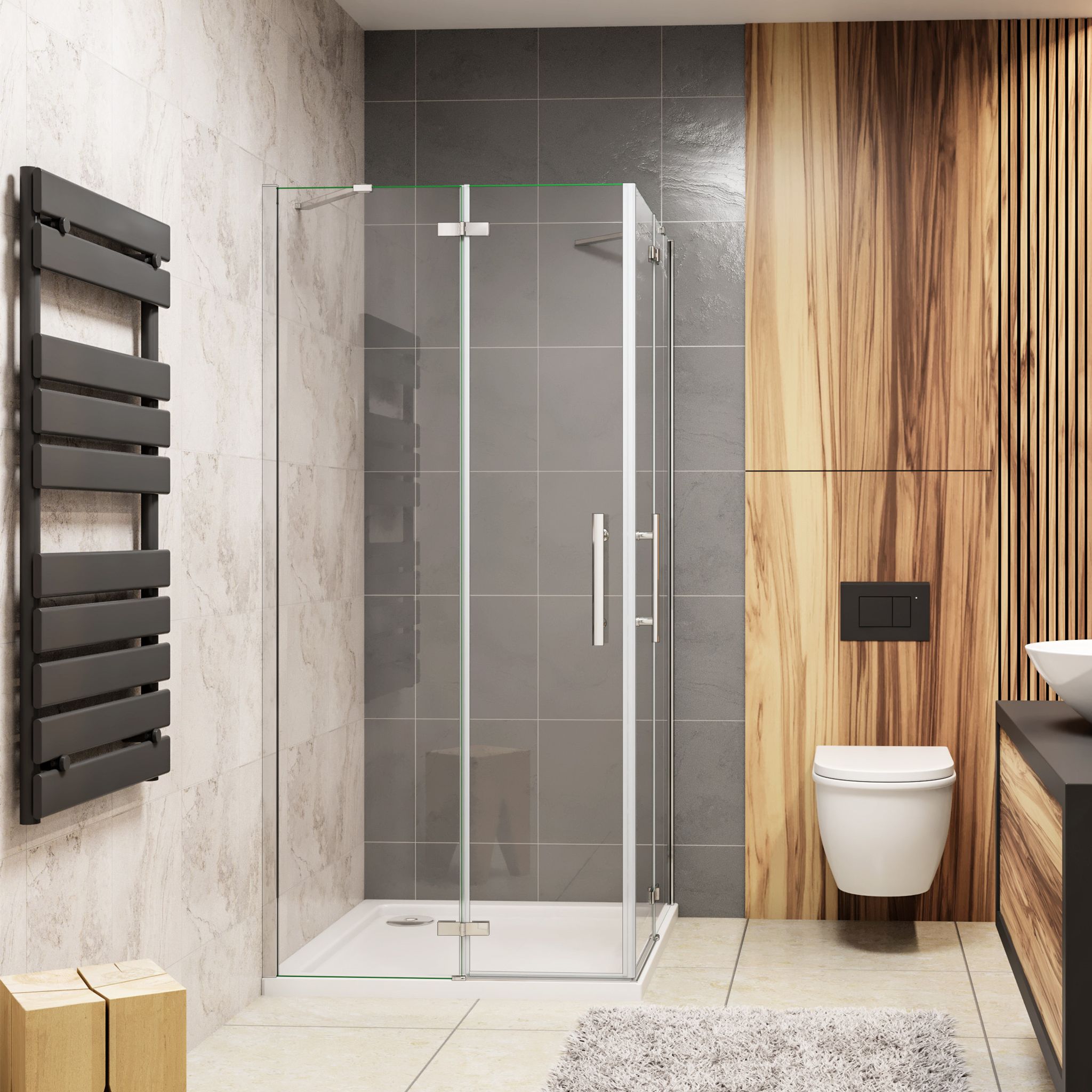 Duschparadies-de - 80x90x185cm Duschkabine Eckeinstieg Duschtür Duschabtrennung Scharniertür Dusche