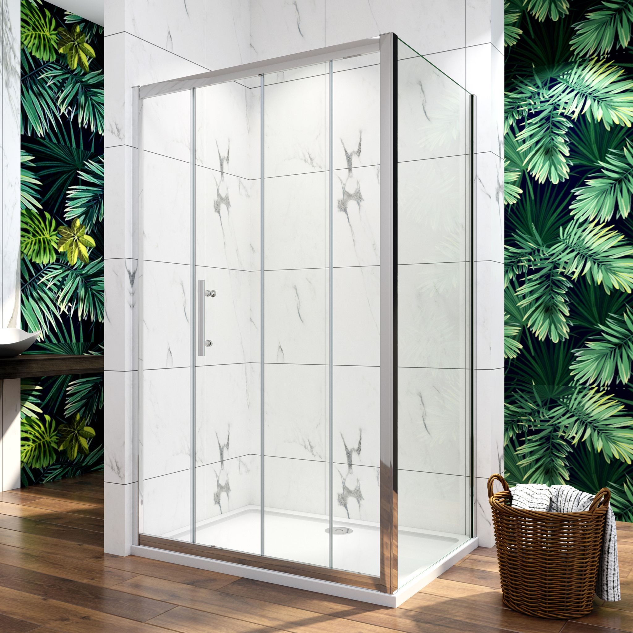 Duschparadies-de - 100x90cm Duschkabine 8mm Nano Sicherheitglas Duschabtrennung Schiebetür Gleittür Duschwand Höhe 190cm