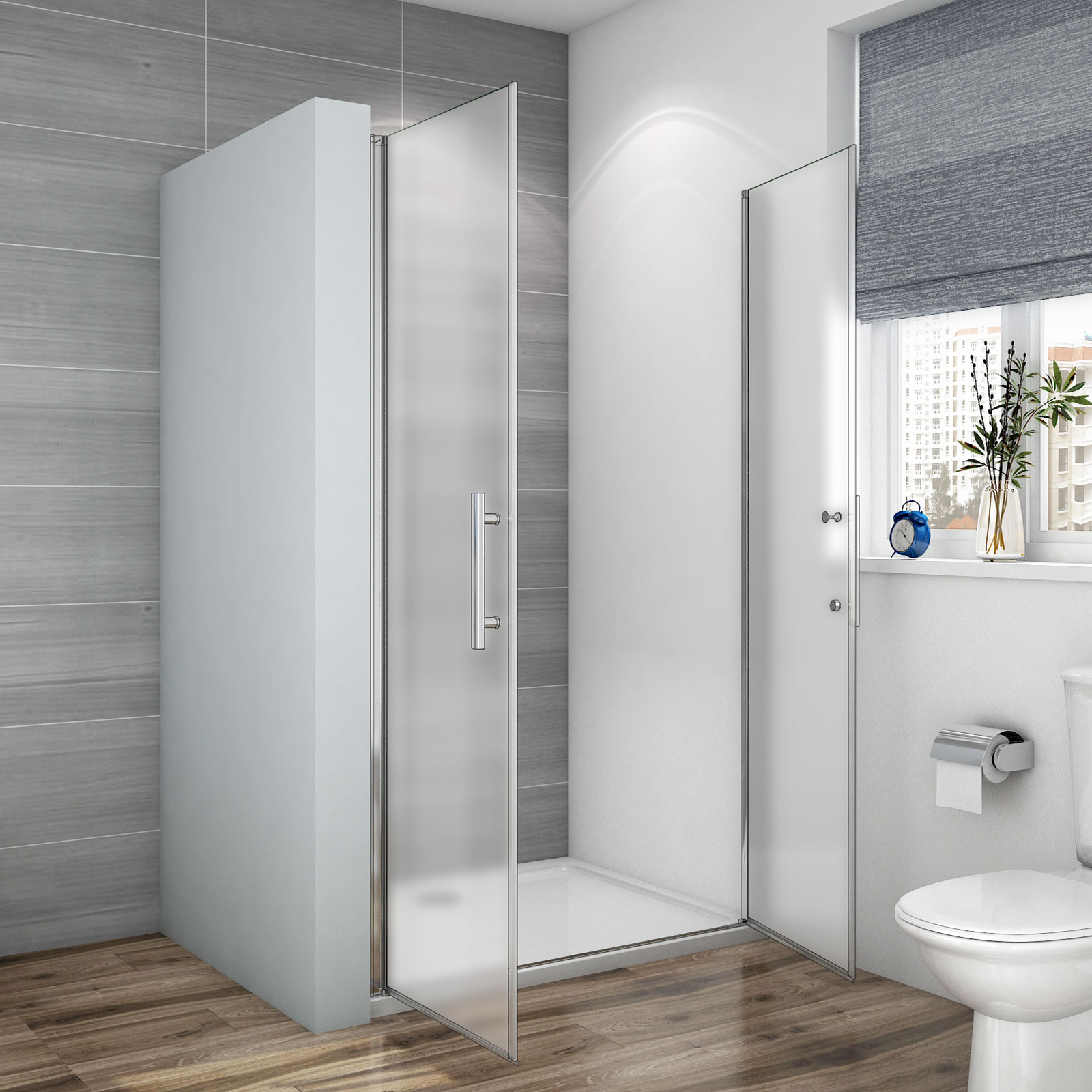 75x195cm Duschkabine Duschabtrennung Nischentür Dusche Milchglas Pendeltür 6mm Esg Glas