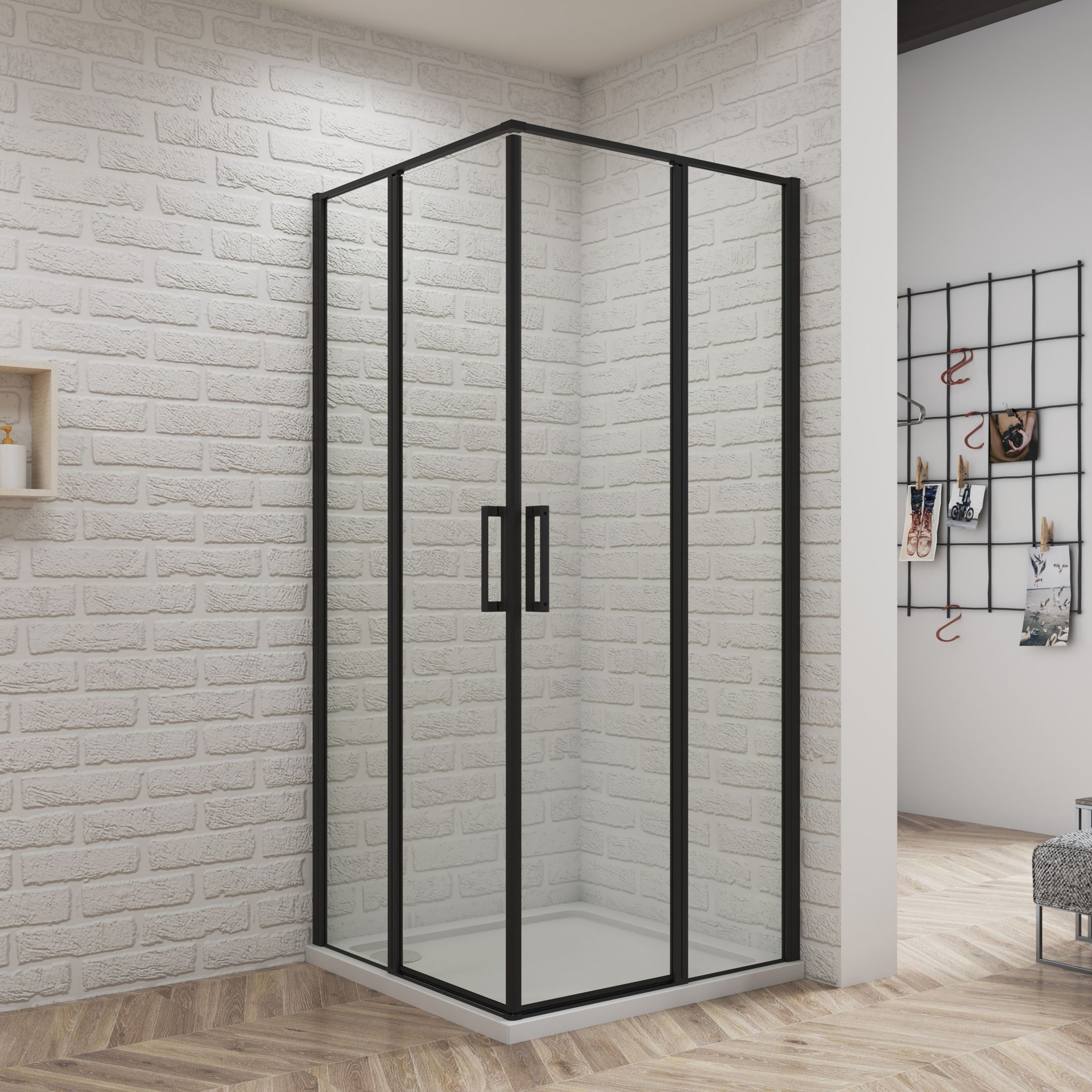 Duschparadies-de - 80x120x185cm Schwarz Duschtür Duschkabine Nischentür Duschabtrennung 6mm Esg Nano