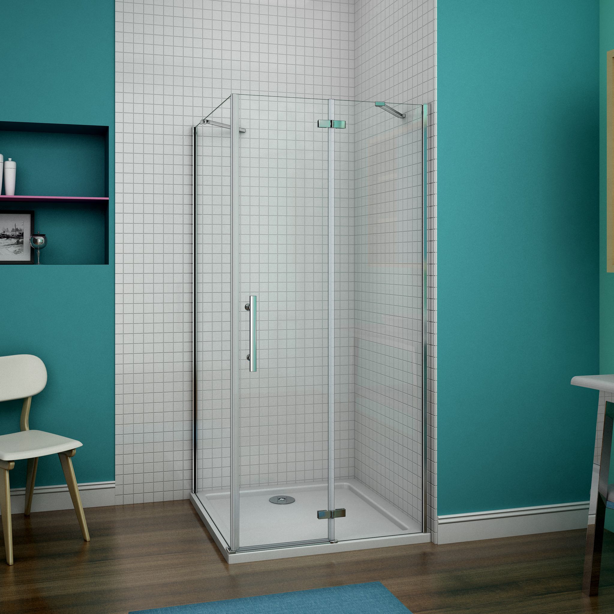 Duschparadies-de - 80x90x185cm Nano-glas Scharniertür+seitenwand(90cm) Eckeinstieg Duschkabine Duschabtrennung Duschtür Dusche