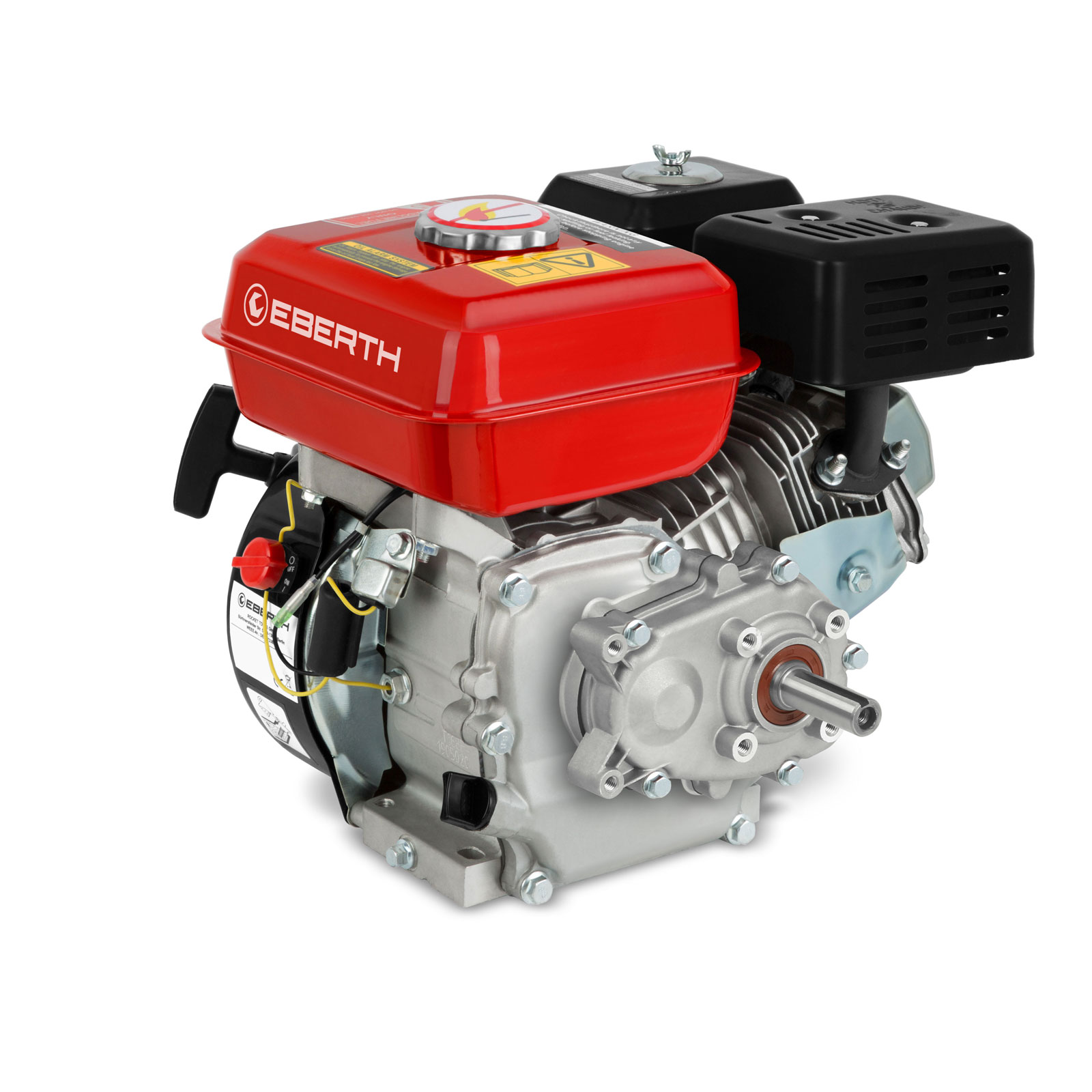 Eberth - 6,5 Ps 4,8 Kw Benzinmotor Standmotor Kartmotor Mit Reduktionsgetriebe 2:1, Benzin Motor Mit 20 Mm Ø Welle, Ölmangelsicherung, 4-takt, 1 Zylinder, 196 Ccm Hubraum, Antriebsmotor Mit Getriebe