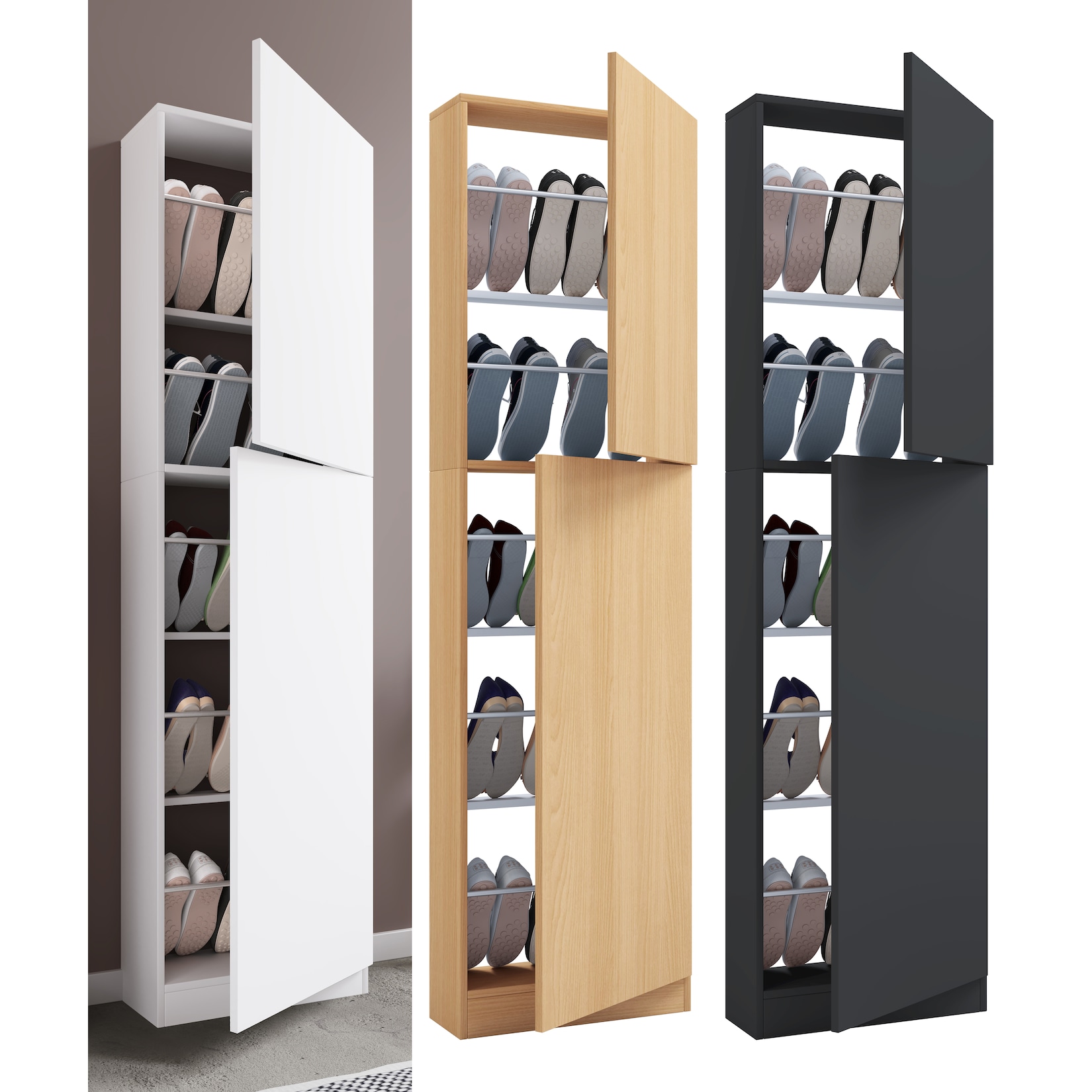 Fulisaxlht Schuhschrank 2 Türen Anthrazit.