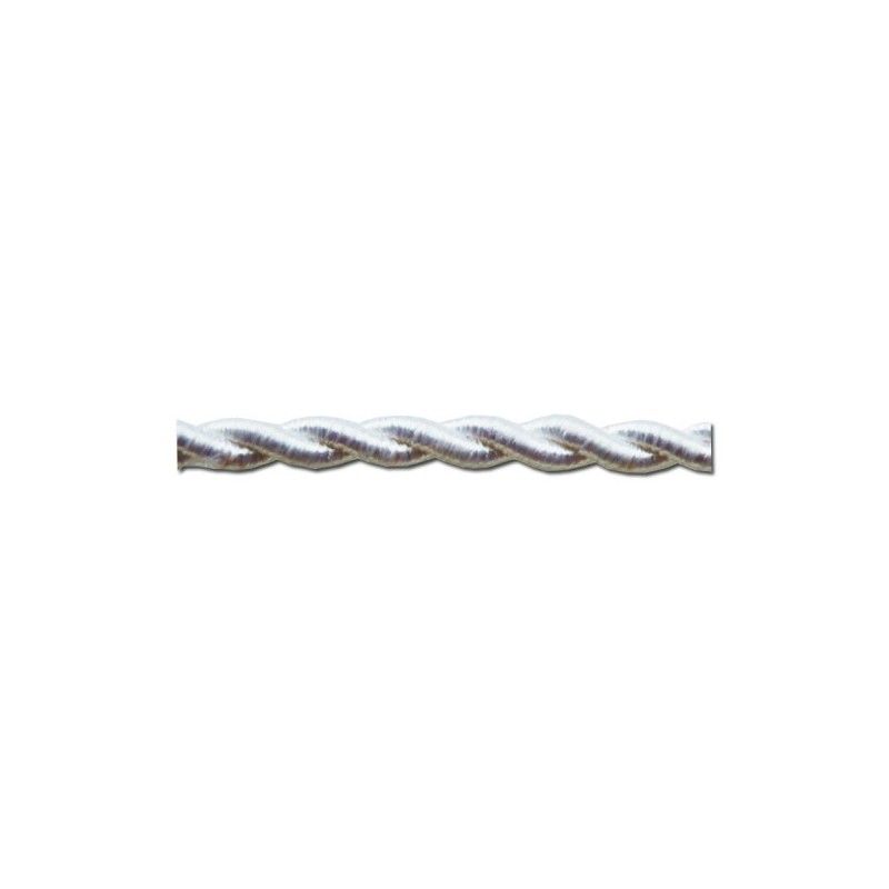 Textilgewebtes Kabel 2x0,75mm C-01 Aluminium Seide Weiß 25m