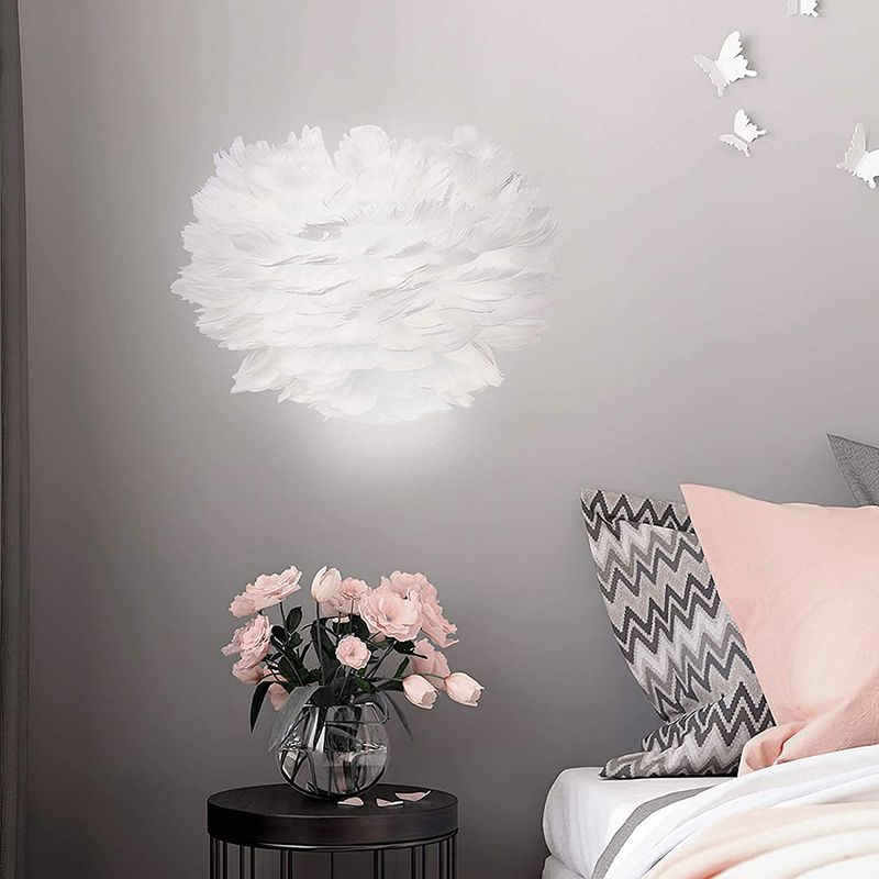Wandleuchte „feather“, Moderne Led-wandleuchte, Dekorative Wandlampe Für Schlafzimmer, Wohnzimmer, Hotel, Restaurant, Nachttischlampe, E27 (inkl. 12-w-led-leuchtmittel) (weißes Licht)