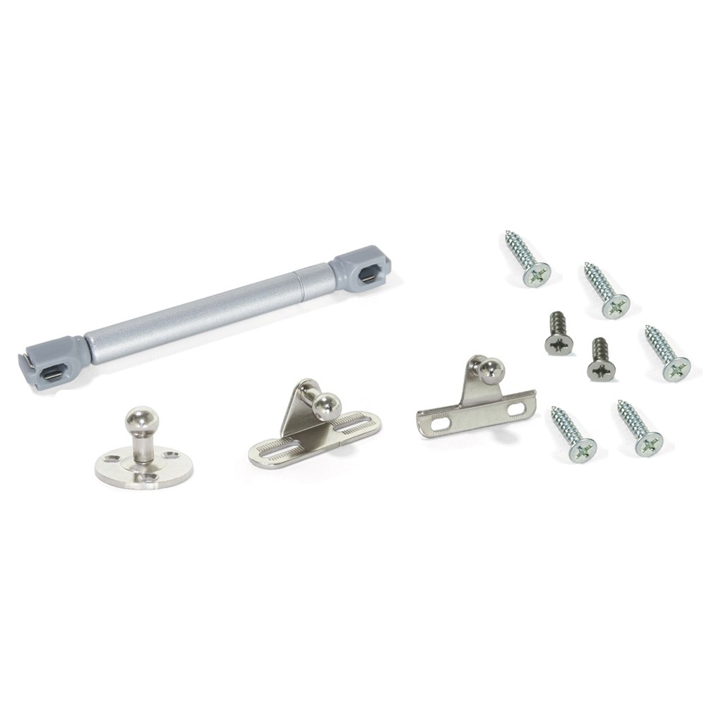 Emuca Türdämpfer Mit Gasdruck Für Klapptüren, Kraft 12 Kg, Klappweite 100 Mm, Mit Befestigern, Grau Metallic