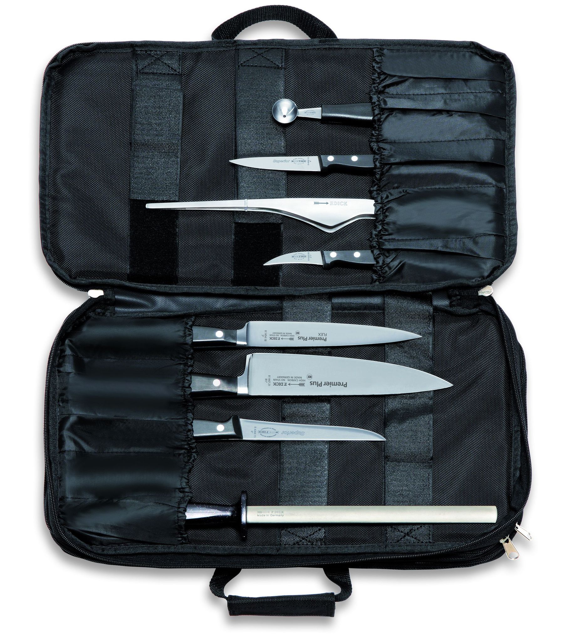 F.dick - Culinary Bag 8-teilig + Küchenmesser, Fruchtausstecher + Wetzstahl