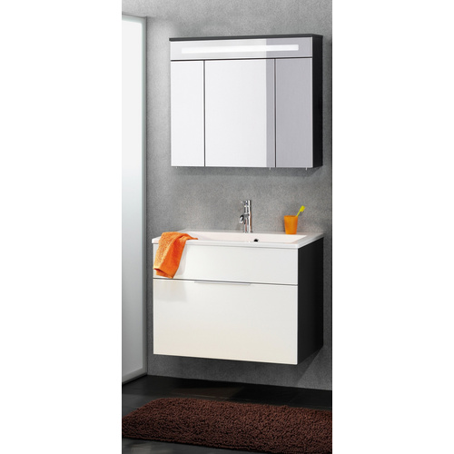 Fackelmann Kara Badmöbel Set 3-teilig, 80 Cm, Anthrazit/weiß, Gussmarmor, 1 Schublade-08131 Bild 5