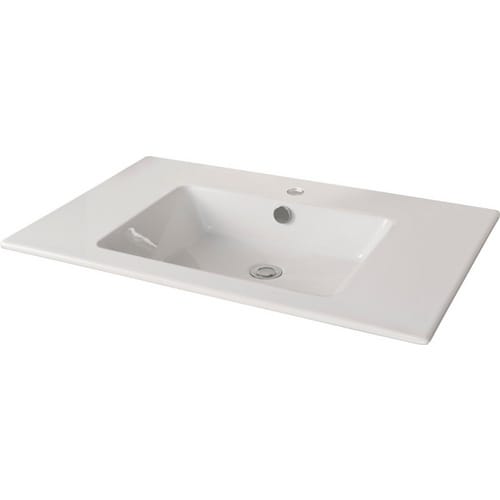 Fackelmann Kara Badmöbel Set 3-teilig, 80 Cm, Weiß, Keramik, 2 Schubladen-08047