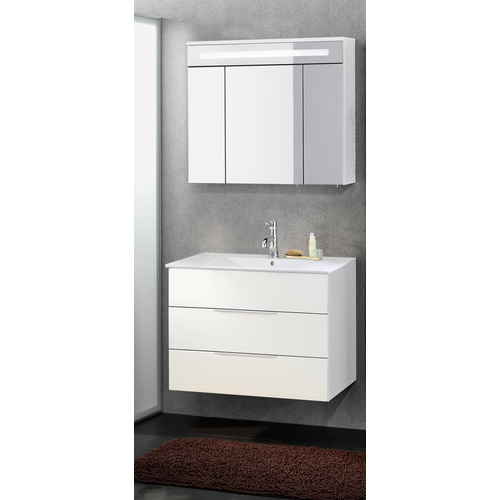 Fackelmann Kara Badmöbel Set 3-teilig, 80 Cm, Weiß, Keramik, 2 Schubladen-08047 Bild 5