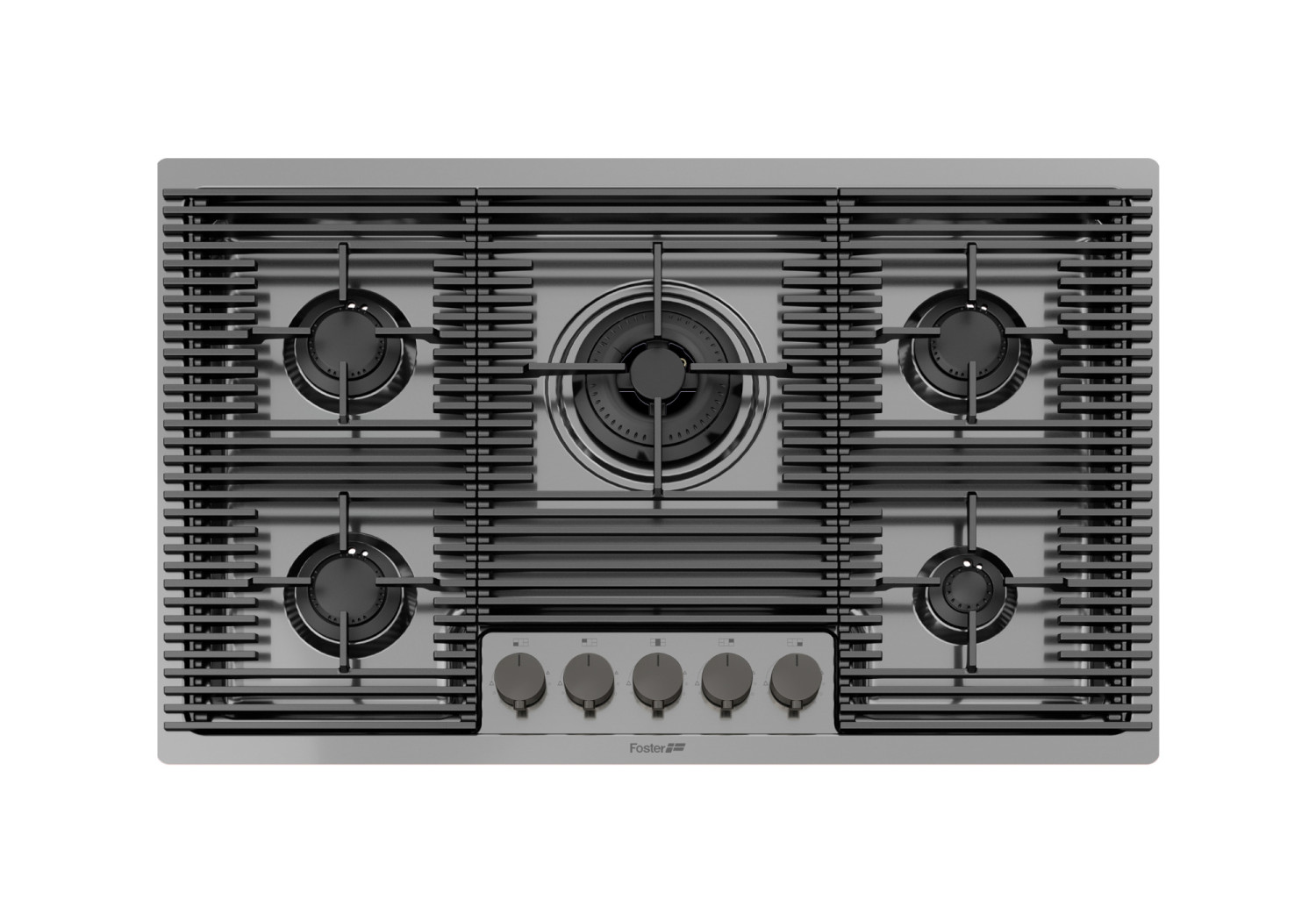 Foster Milanello Gun Metal 5f Metallic Eingebaut 80 Cm Gas 5 Brenner