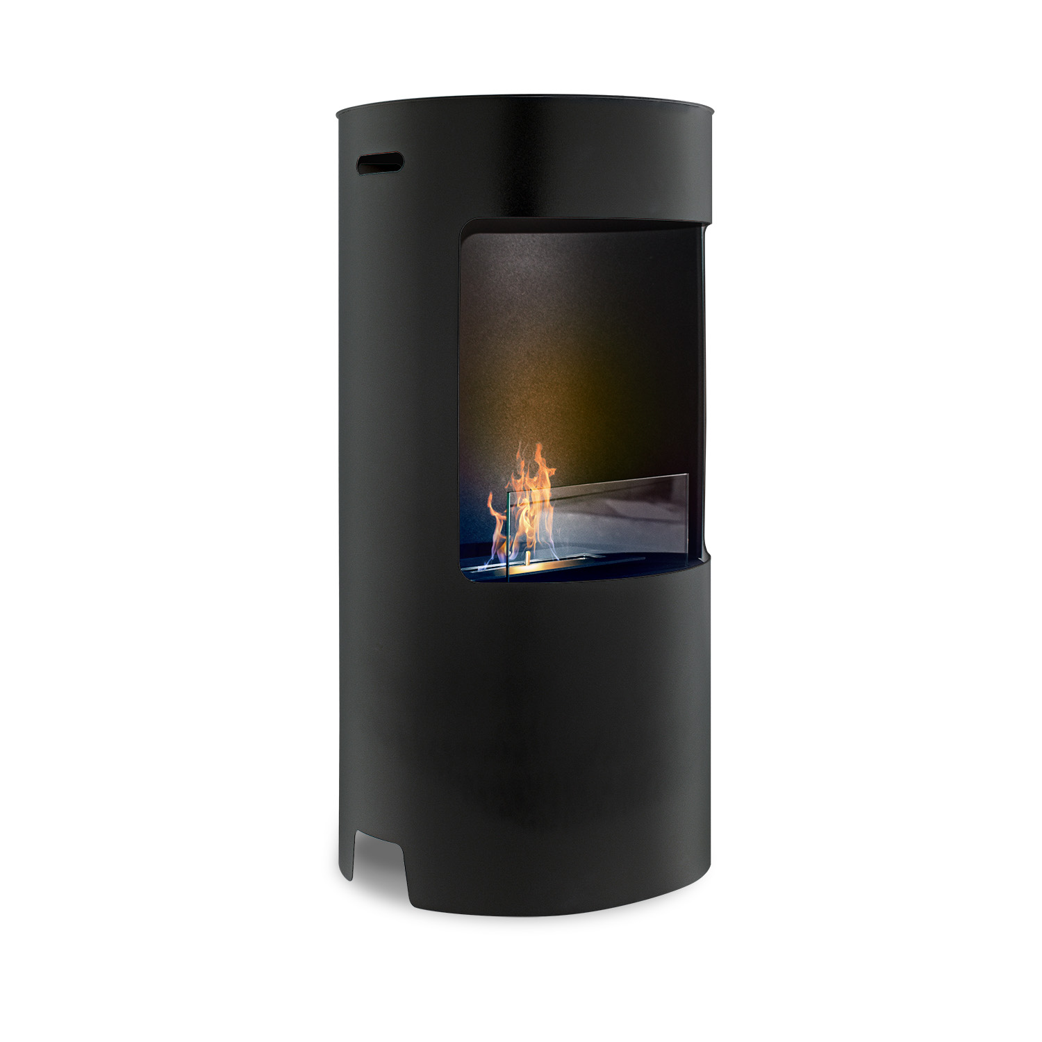 Giulio Cesare - Bioethanol-kamin Auf Fuü Mit 1,5l-brenner. Bioethanol-kamin Auf Fuü Aus Edelstahl Und Gehürtetem Glas. Farbe Schwarz. Ü40x80 Cm