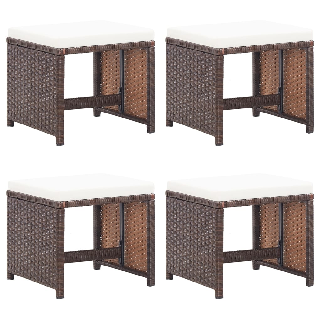 Abcrital - Vidaxl Gartenhocker 4 Stk. Mit Kissen Braun Poly Rattan