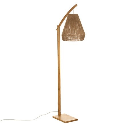 Stehlampe Aus Palmenholz, Lampenschirm Aus Geflochtenem Bambus (natur).