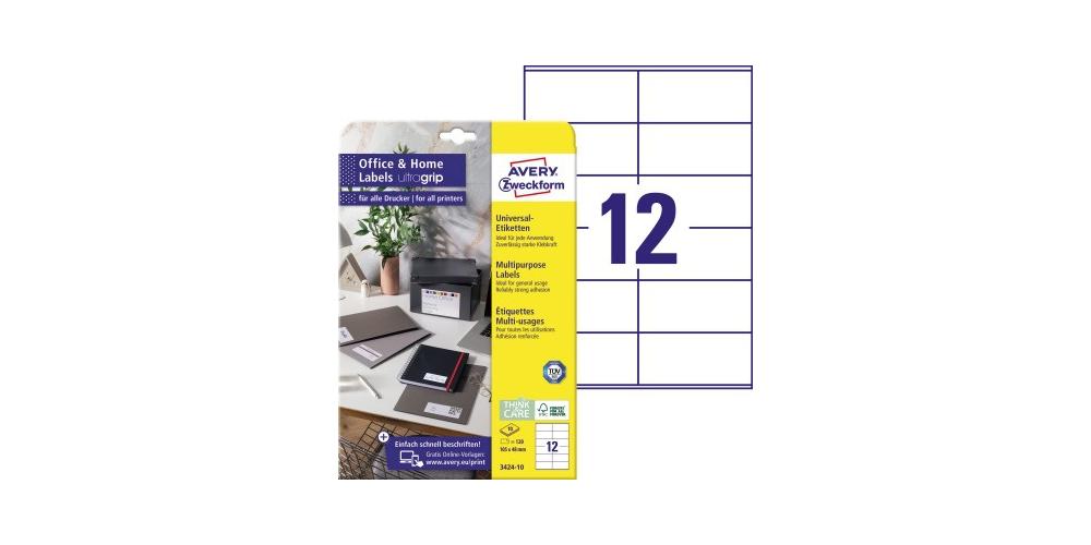 Avery Zweckform Universaletikett 3424-10 105x48mm Weiß