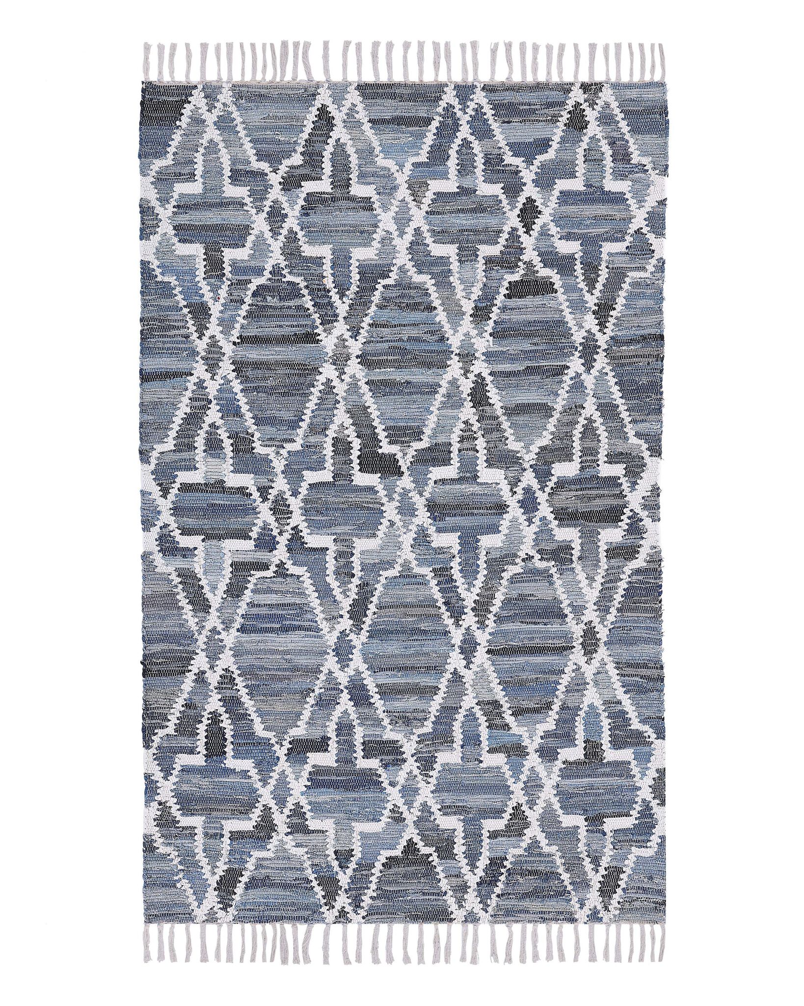Beliani - Teppich Blau Baumwolle 140 X 200 Cm Kurzflor Marokkanisches Muster Handgewebt Rechteckig