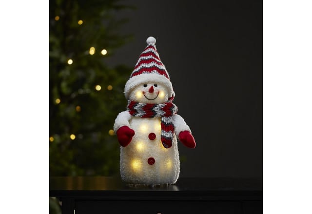 Best Season - Star Trading Leuchtende Weihnachtsdeko ,joylight', Led Schneemann, 8 Leds, Rot, H 38cm