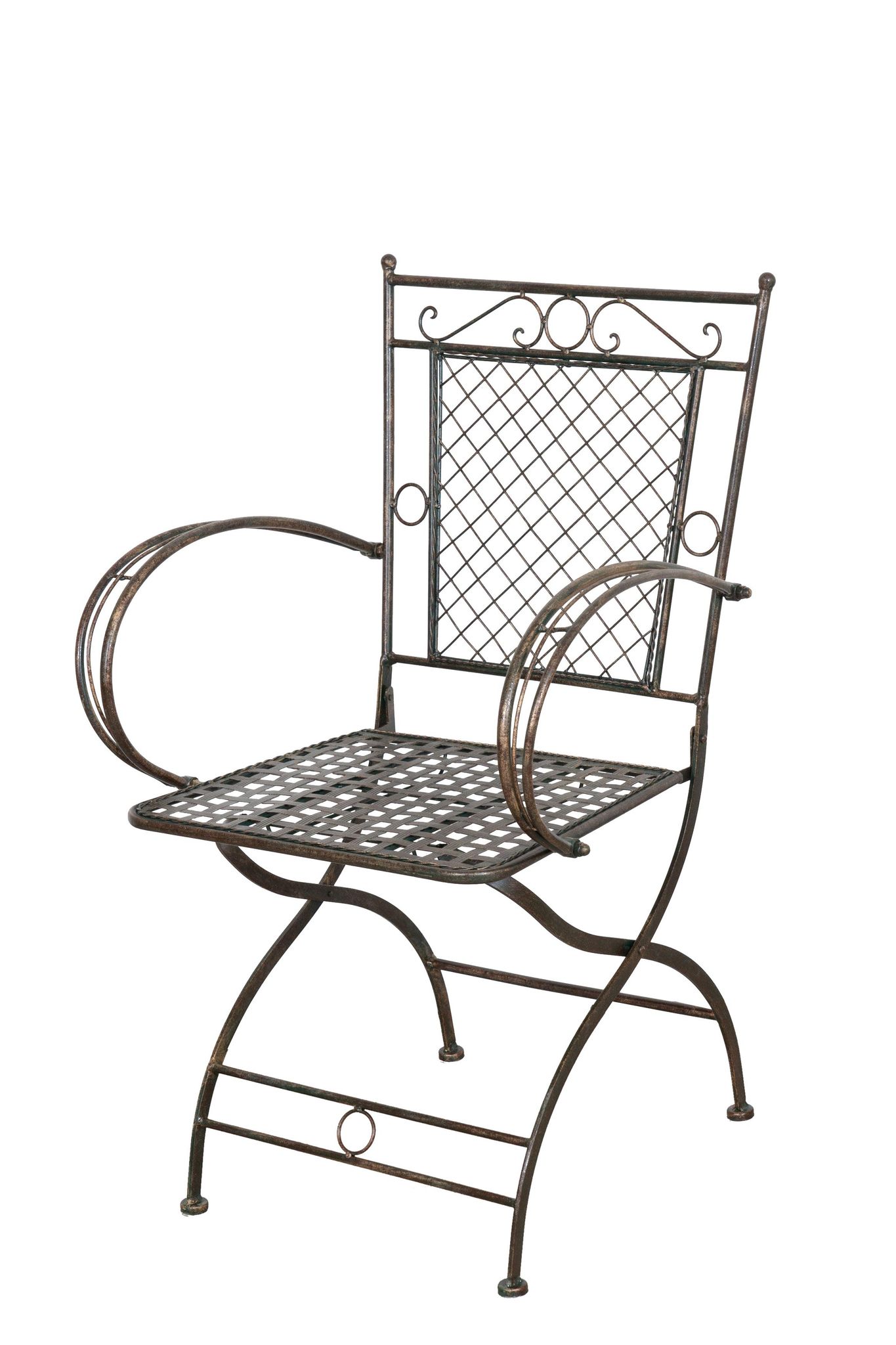 Biscottini - Sessel Mit Armlehnen Aus Schmiedeeisen, Antik Rostfarben 60x51x96 Cm