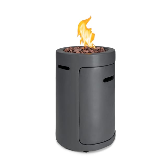 Crete Gas-feuerstelle, 13 Kw Wärmeleistung, Flüssiggas, Edelstahl, 360° Fireview, Inkl. Regencover, Gasdruck: Max. 50 Mbar, Zweistufiger Drehregler, Dunkelgrau - Blumfeldt