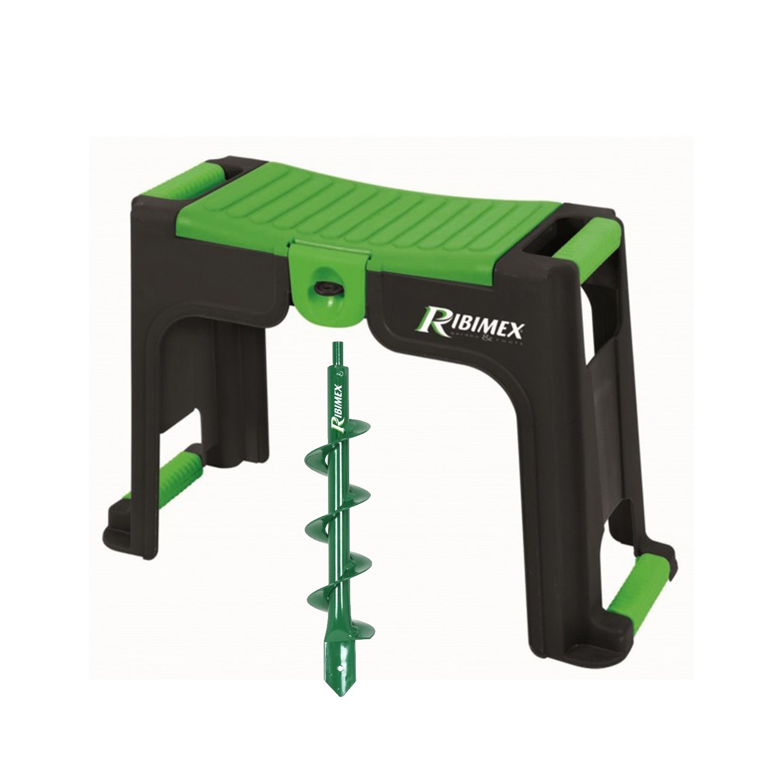 Agenouilloir - Ribimex Tabouret Avec Rangement, Fôret Tarière Diamètre 60cm Pour Perceuse, Jardinage Planter Des Fleurs, Plantes